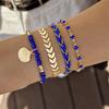 4pcs/set Bohemia Shell Bracelets for Women Ethnic Style Colorful Zircon Rice Beads Metal Chain Bangles Girl Summer Beach Zircon