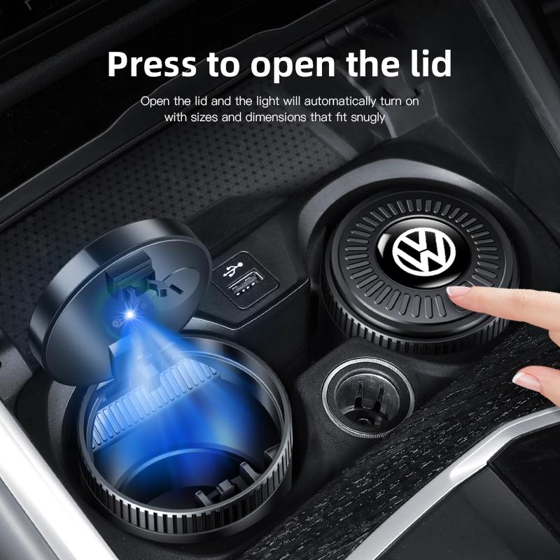 Volkswagen Car LED Ashtray Atmosphere Light Ashtray For VW Golf Passat Phaeton Car Flame Retardant Cigarette Holder Cup keychainKD1