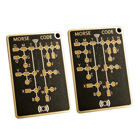 Morse Code Trainer Card, Professional PCB Style Electronic Learning Tool with Interactive LEDs & Signal Buttons, Pocket-Size Portable Telegraph