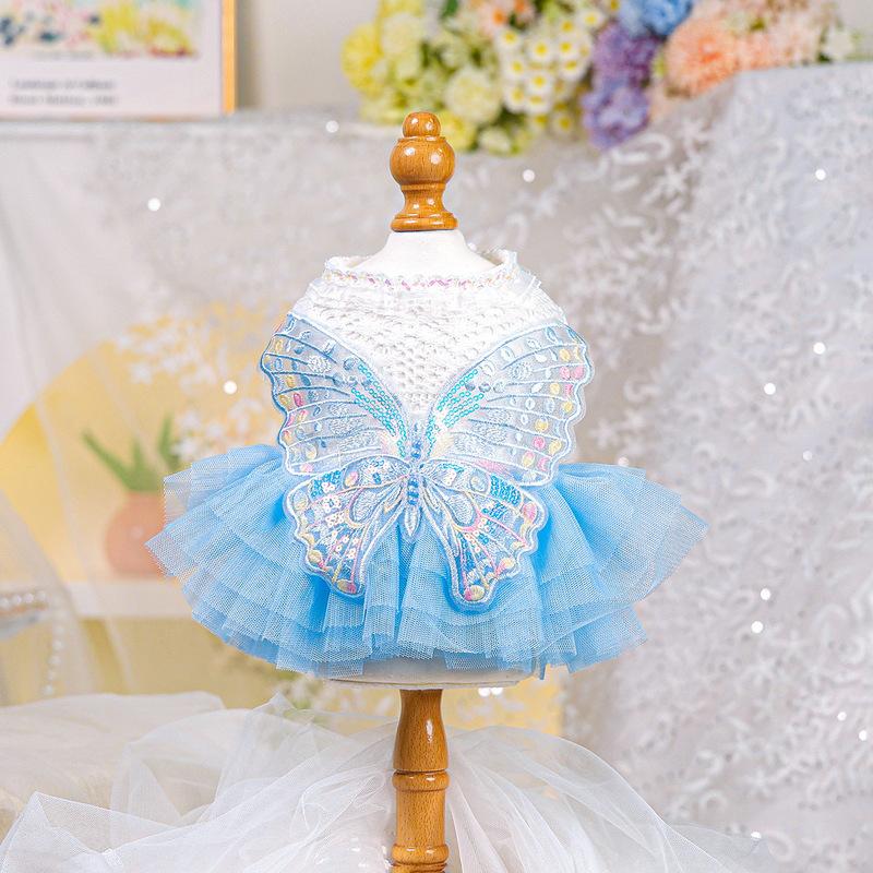 PETCIRCLE Butterfly Dog Princess Dress Fairy Gauze Pet Skirt Puppy Cat Clothing for Party Birthday Wedding