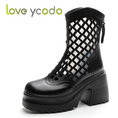 Женские летние модные кожаные сандалии на высоком каблуке, крутые кожаные ботинки на высоком каблуке для девочек