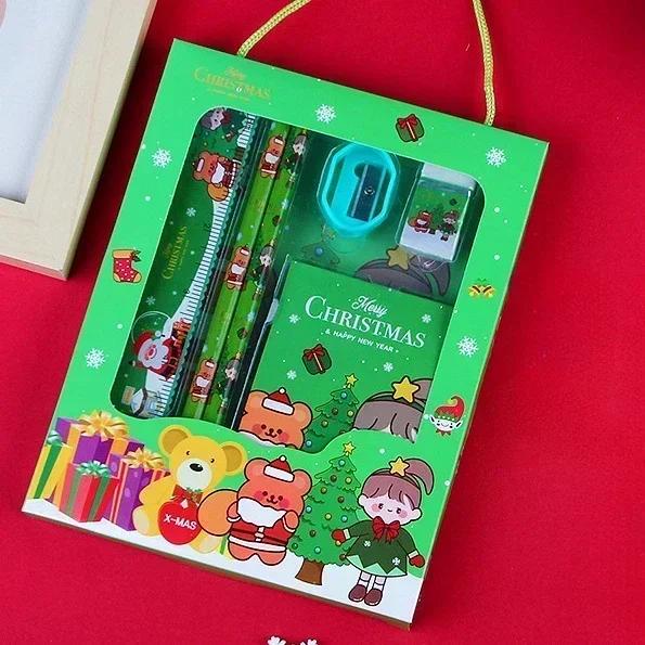 The Study Set Gift Given By Santa Claus Pencil Stationery Set Children Student Office Supplies Kawaii Prize Birthday New Year