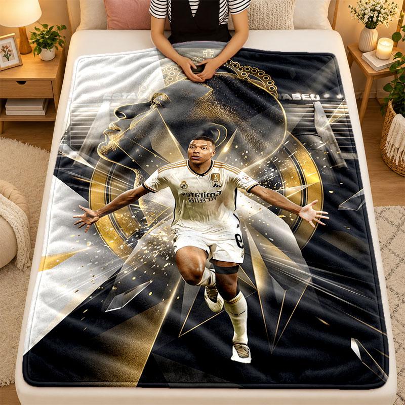 Flannel BlanketKylian Mbappe Warm Soft Throw Blanket for Indoor Sofa Bed Living Room Use