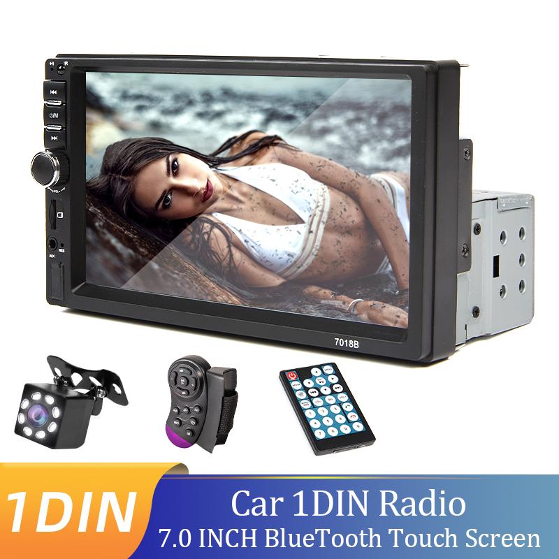 Автомобильное радио, 1 Din, Bluetooth HD, 7 дюймов, сенсорный экран, стерео, 12 В, FM, ISO, мощность, дополнительный вход, Bluetooth, USB, зеркальная связь, универсальное авторадио