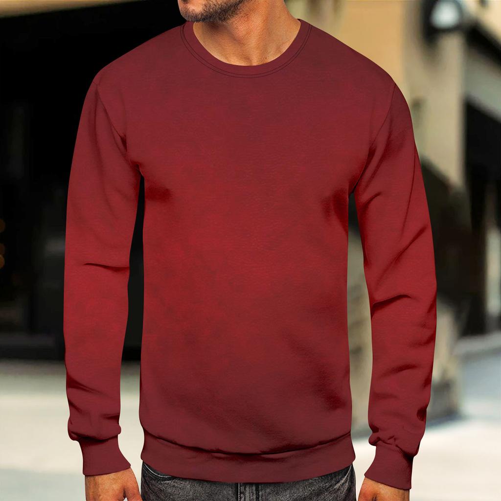 Мужские топы с круглым вырезом, мужской повседневный модный пуловер с длинным рукавом и круглым вырезом