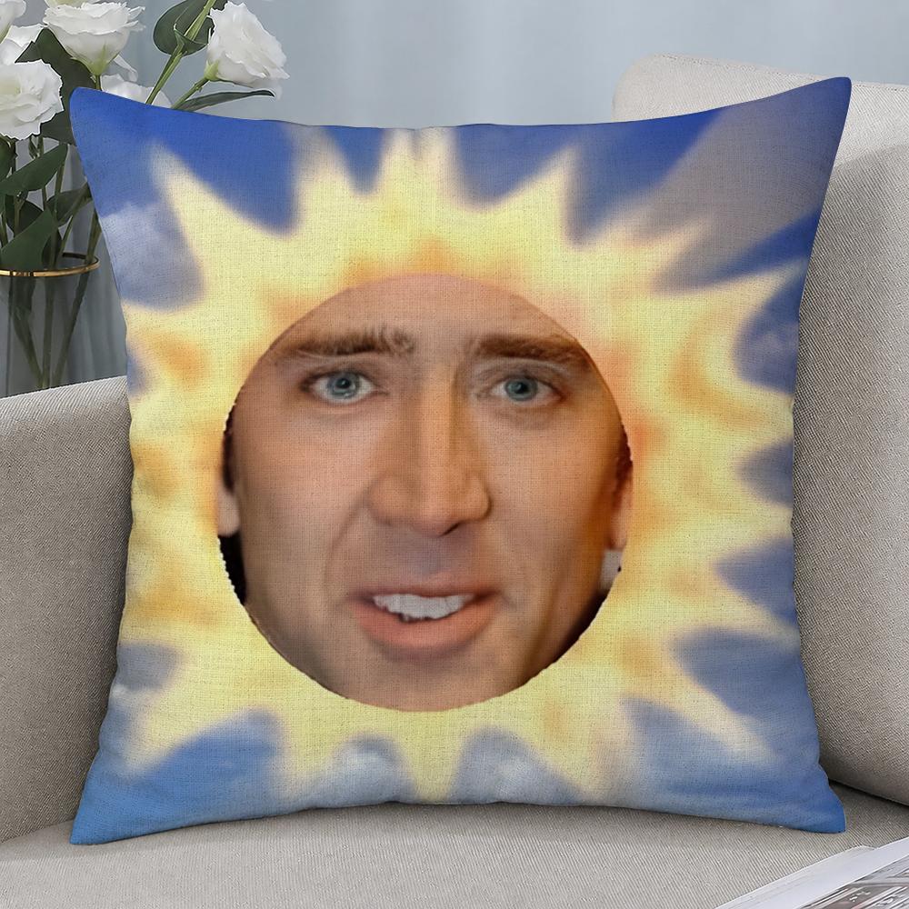 Actor Nicolas Cage Cushion Cover Cushion Covers Natural Linen Breathable Sofa Bedroom Decor Pillowcase