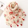 2023 Spring/Summer Sweet Style Cartoon Cherry Cotton Linen Scarf for Women