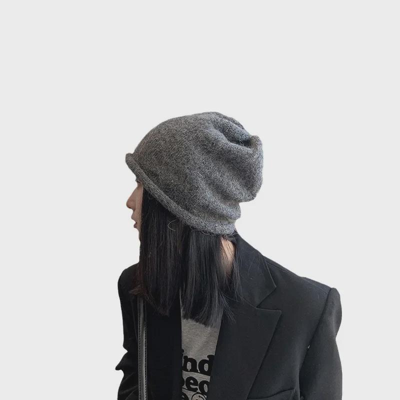 Japanese-Korean Style Warm Knitted Wool Hat for Autumn and Winter - Trendy, All-Match, Fits Large Head Circumference