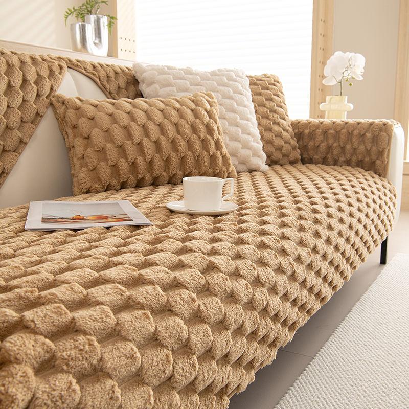 Зимняя сотовая бархатная диванная подушка Зимняя плюшевая нескользящая утолщенная подушка Теплый кожаный чехол для дивана