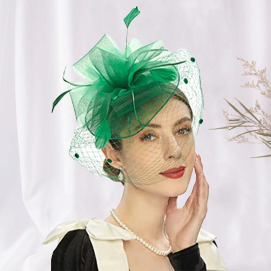 Fascinator Hat Sheer Mesh Large Flower Veil Retro Elegant Photo Prop Hair Accessory Women Wedding Cocktail Tea Party Bridal Cap Party Wear