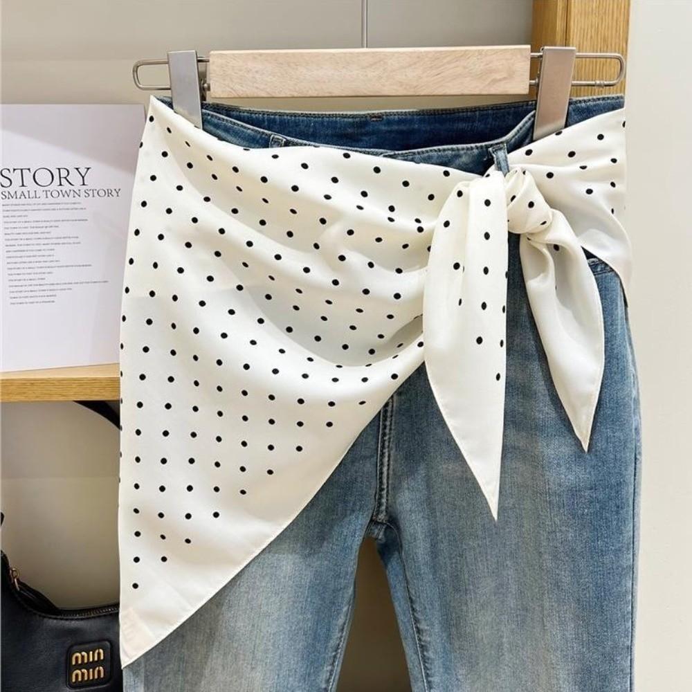 Polyester Polka Dot Head Scarf Elegent Waist Tying Scarf Luxury Bandana Travel Matching