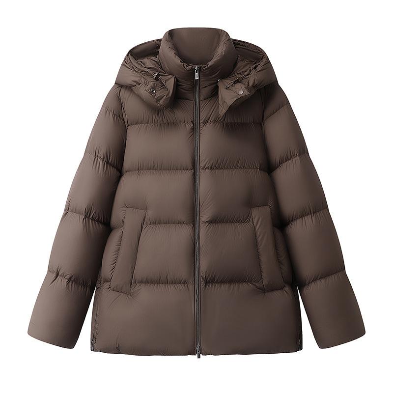 Autumn and winter new Jiangnan women's simple loose hooded down jacket white duck down warm bread jacket trendy
