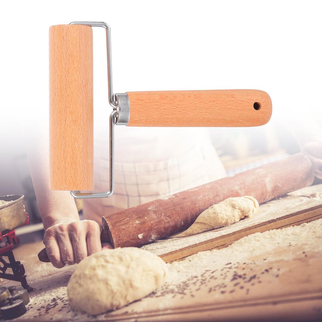 Wooden Rolling Pin With Ergonomic Handle For Baking Cooking Pastries Pizza Dough Roller Nonstick Kitchen Utensils Tool