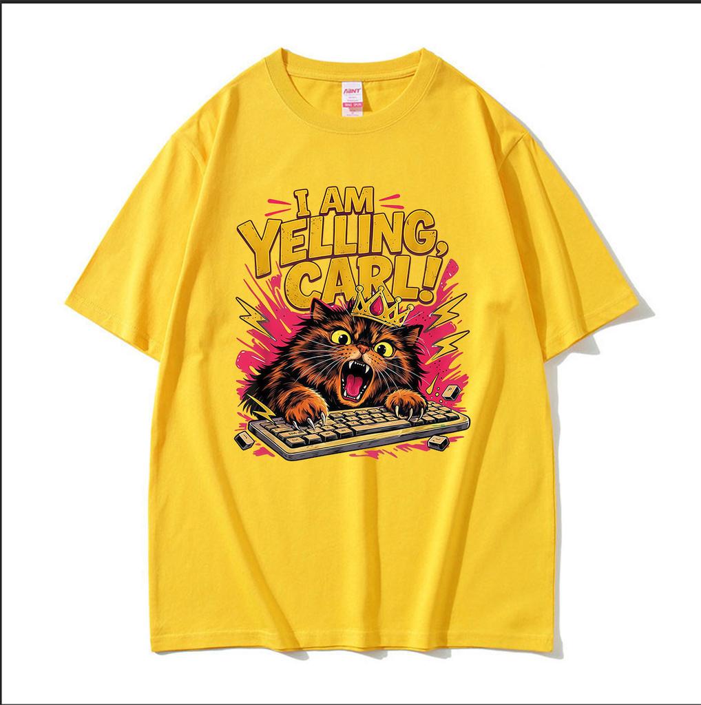 I Am Yelling Carl Dungeon Crawler Carl T Shirt Princess Donut Funny Cat Graphic Tshirts Unisex Unisex Vintage Oversized Cotton Tees