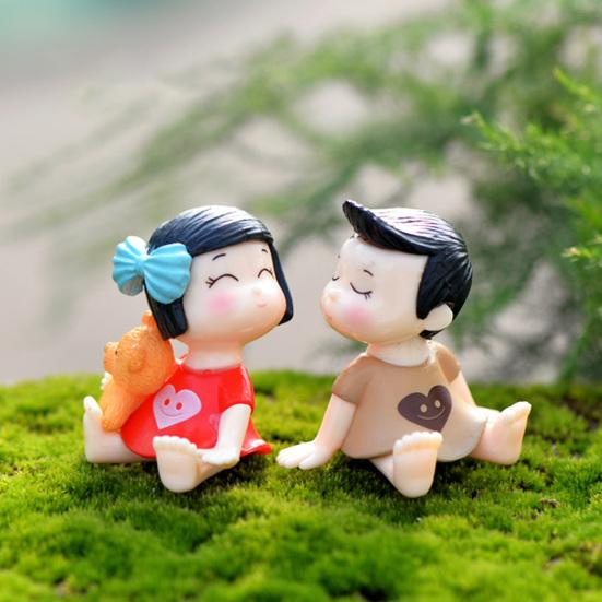 2 шт./компл. фигурки пар, тематические поцелуи, принт сердца, декоративные пара, микропейзаж, украшения для пары, свадебное украшение