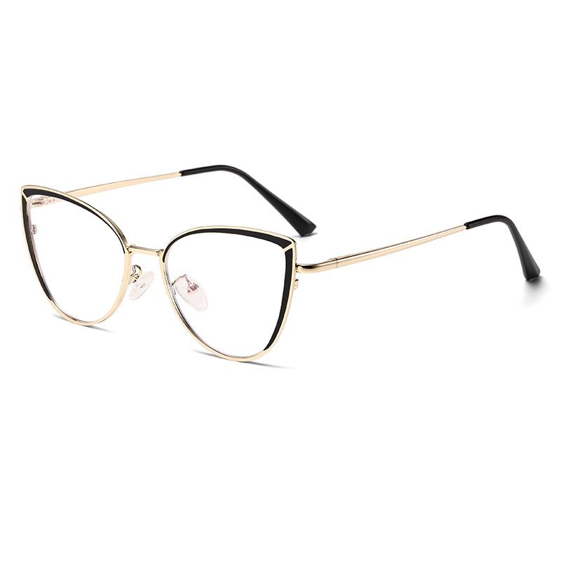 6221 Модные очки Cat's Eye Metal Spring Leg Flat Glasses 2025 Новые персонализированные простые и тонкие очки с защитой от синего света