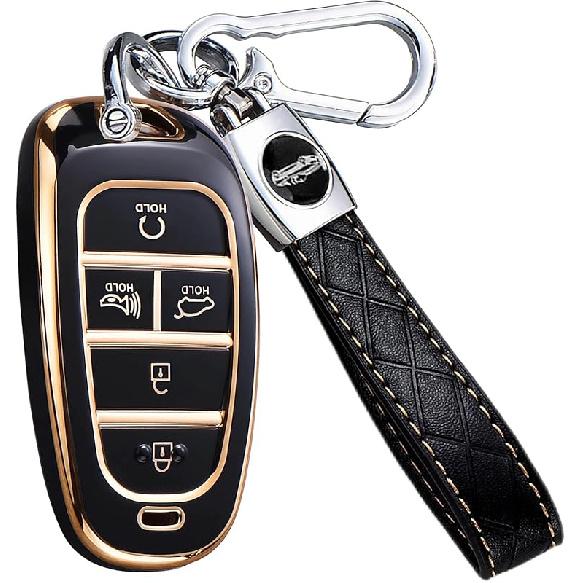 For Hyundai Key Fob Cover With Keychain, Premium TPU Key Case Shell For 2024 Hyundai Sonata, Tucson, Santa Cruz, Remote Smart Car Key Fob
