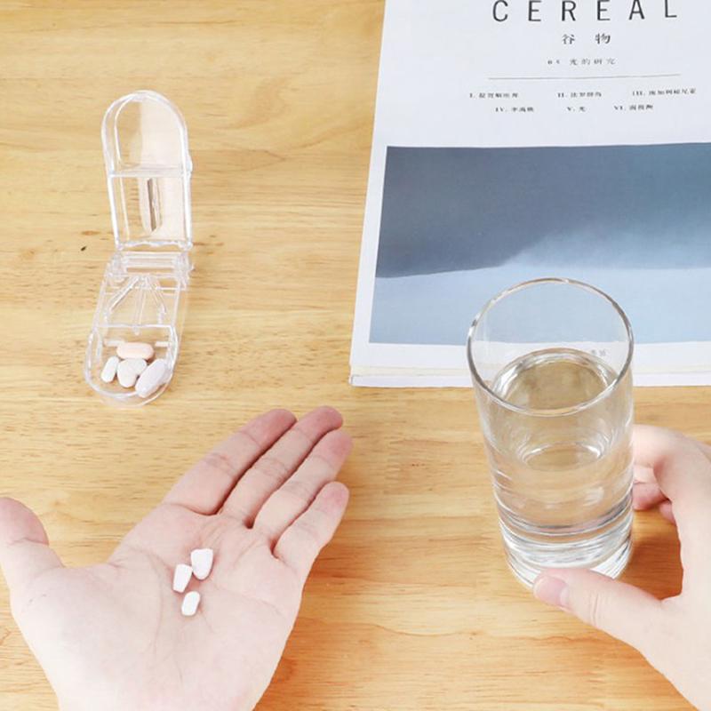 1 Pcs Pill Cutter Splitter Half Storage Compartment Box Medicine Tablet Holder