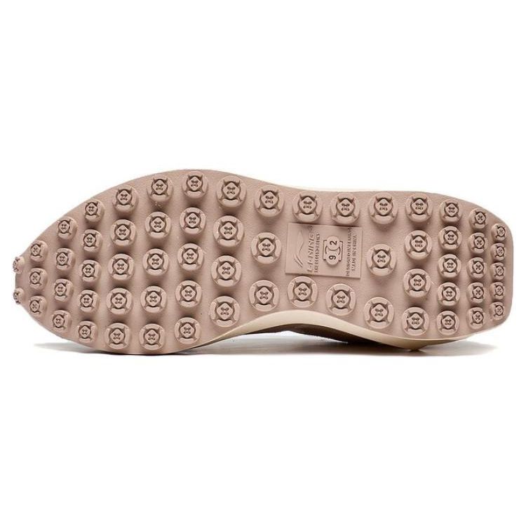 Li Ning Fang Yuan Ткань Синтетическая Кожа Нескользящая Износостойкая Низкая Спортивная Повседневная Обувь Мужские Кроссовки Бело-Коричневого Цвета AGCT015-7