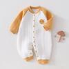 Three-Layer Quilted Baby Romper: Thickened Autumn/Winter Crawling Suit for Newborns, Boys, and Girls.