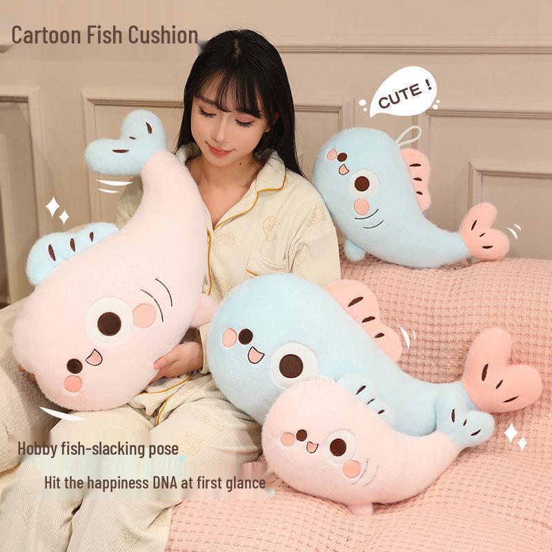 Adorable Cartoon Fish Hug Pillow for Girls - Leg Clamping, Side Sleeping/Pregnancy Backrest Cushion, Ideal for Bedside & Winter Coziness