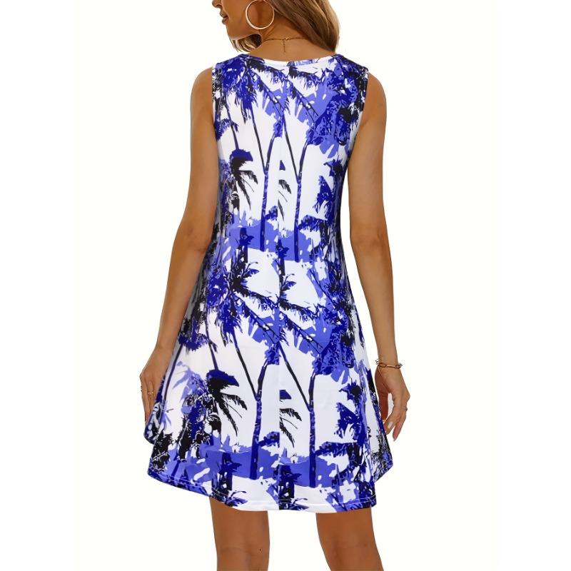 Платье-майка с растительным принтом, отпускное платье без рукавов на весну и лето, женская одежда