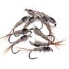 10pcs Size 12 Grey Black Hare's Ear Nymph Fly Trout Fishing Classic Fly Bait