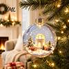 Winter Theme Party Favors Lighted Christmas Ornaments, 3D Miniature Scene Hanging Balls with Warm LED Light, Cute Festive Home Desktop Decorations