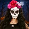 Пластиковая Корона-Венок из Роз Череп Вечеринка Головной Убор Крутая Хэллоуинская Повязка на Голову Девочка