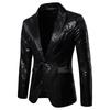 Men's Wedding Party Bright Sequin Shiny Suit Wave Pattern Slim Fit Single Button Singer Stage Performance Clothes