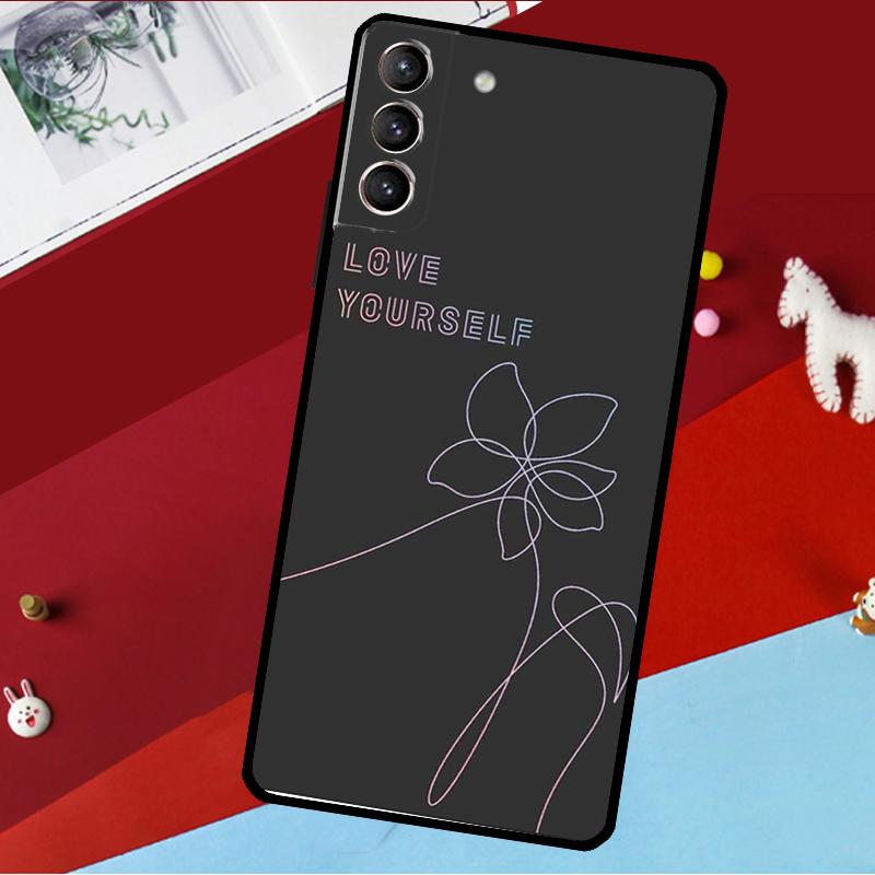 Чехол 'Люби себя' с цветком K-pop для Samsung Galaxy S20 FE S21 FE S22 S23 Ultra Note 20 S9 S10 Note 10 Plus Задняя крышка