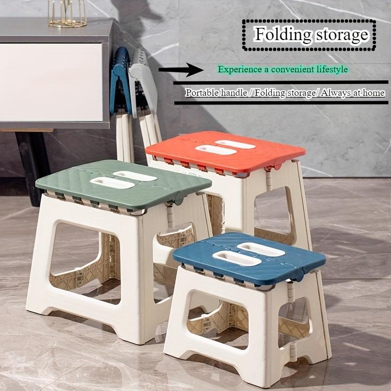 Folding Stool Footrest - Lightweight Portable Foldable Stool with Handle & Non-Slip, for Kitchen Bathroom Camping Fishing Hiking