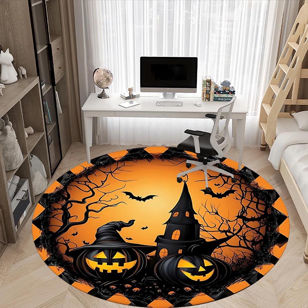 1PC Halloween Pumpkins Chair Carpet for Office Non-Slip, Lightweight, Machine Washable Rug for Office, Sleeping, Room - Holiday Decoryy251009117