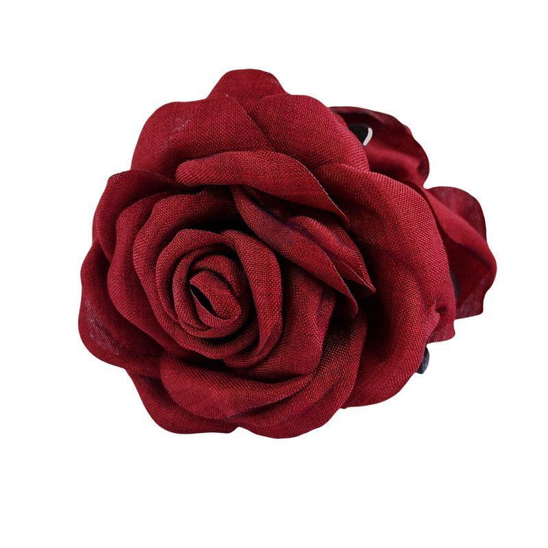 1pc Rose Fabric Flower Claw Clip, Amazon Popular Hair Accessory, Hair Tie, Ponytail Claw, Versatile Ball Head Claw Clip