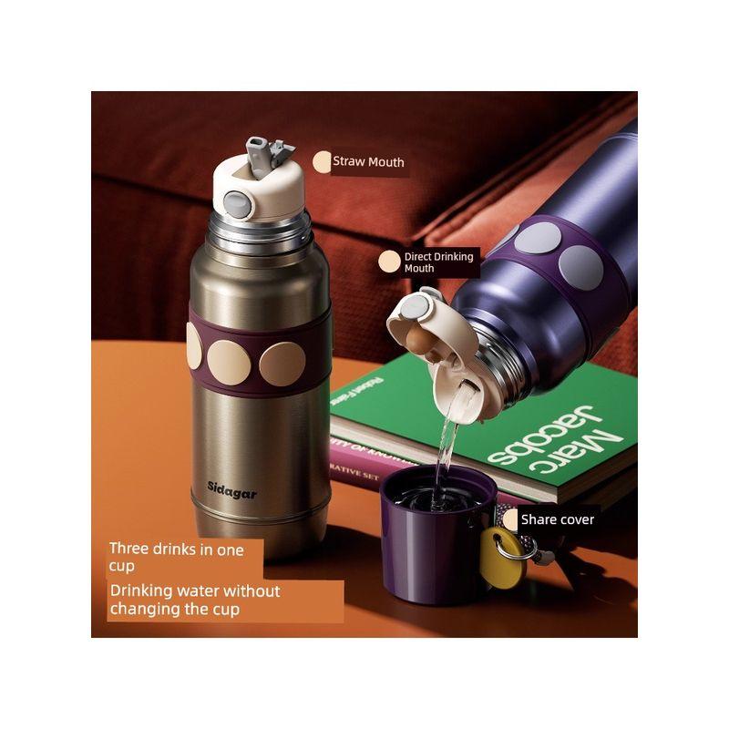 Vintage Large-Capacity Thermos Cup for Women, Stylish Straw Water Cup for Men, New Portable Coffee Cup