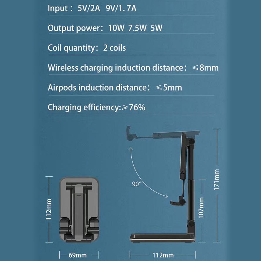 Кронштейн для быстрой беспроводной зарядки для iPad Mini iPhone X 8Plus XR 11 Pro XS Max Airpods 2 Pro Samsung S9 Note9 планшет подставка для зарядки