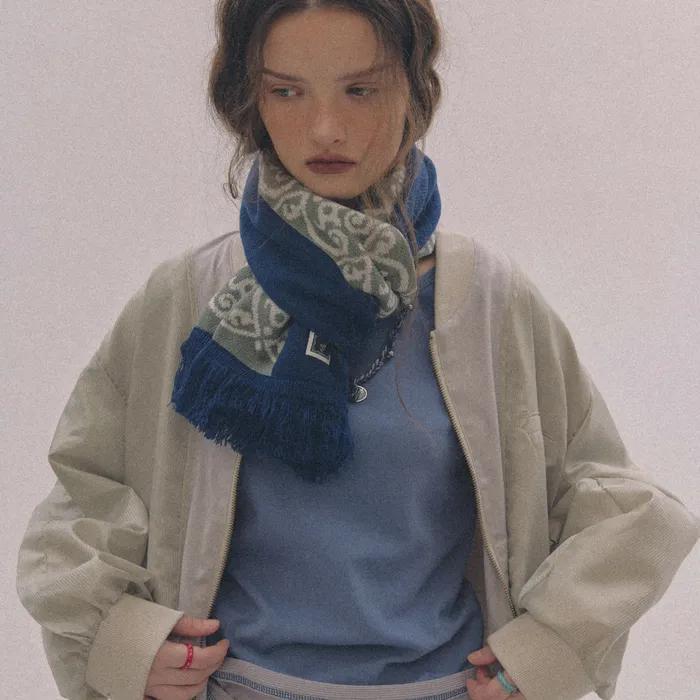 pallette muffler-navy khaki