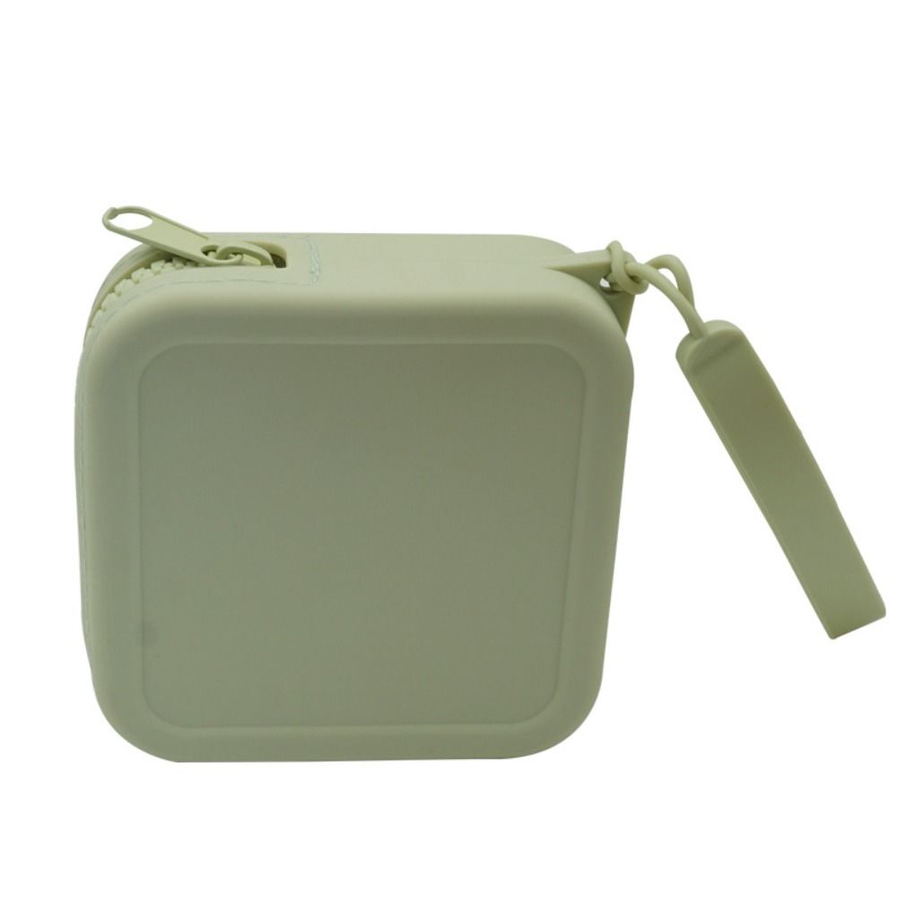 Solid Color Small Item Bag INS Earphone Storage Bag Cute Silicone Square Coin Purse Women