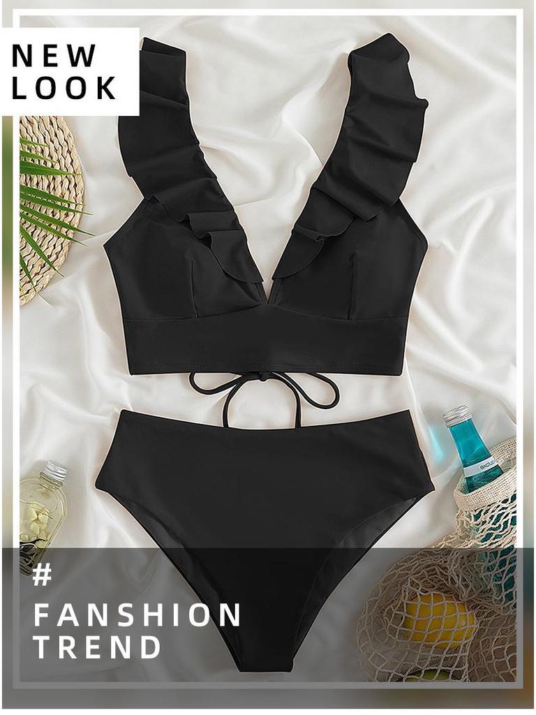 2025 European & American Ruffle Split Women's Bikini Swimsuit