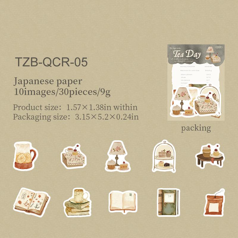 JIAWU Tea Drinking Day Series Vintage Coffee Cake Landscape Material Collage Scrapbooking Sticker Creative Journal Stationery