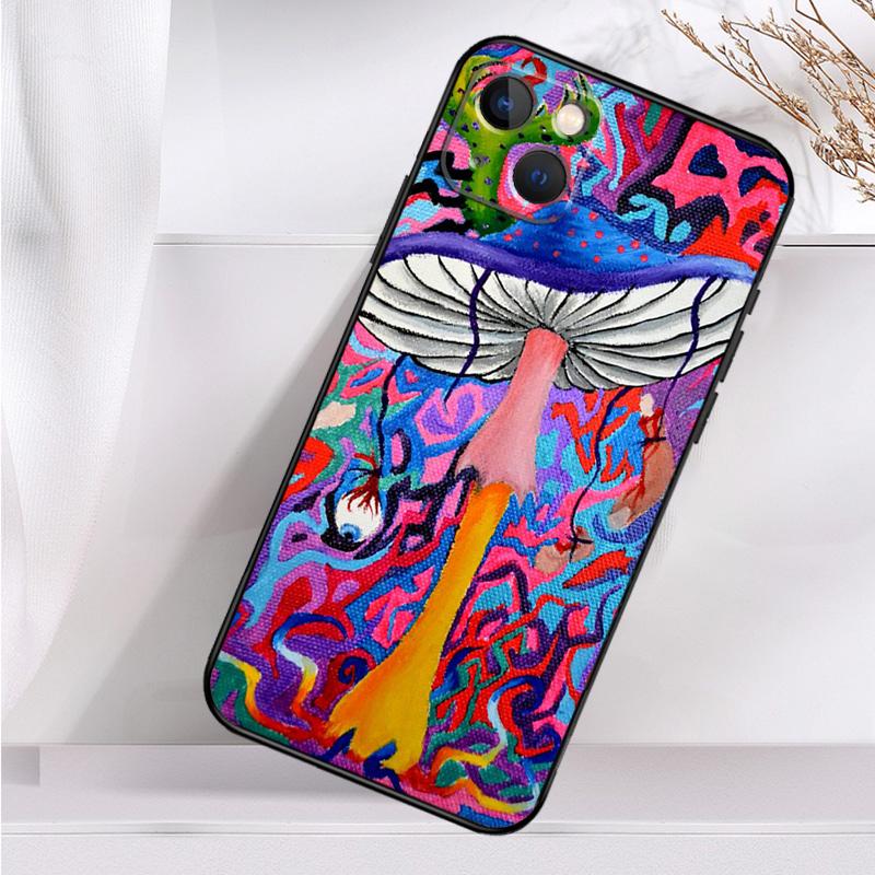 Psychedelic Mushrooms Florals Case For iPhone 14 16 15 Pro Max 11 12 13 Mini 7 8 Plus X XR XS MAX Soft Shockproof Cover