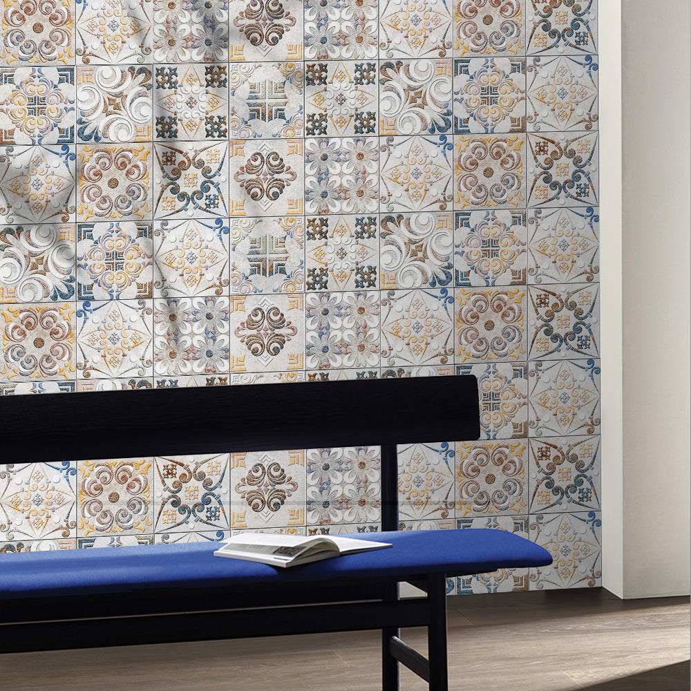 Самоклеящаяся плитка, наклейки на стену для ванной комнаты, более толстые красочные ретро-мандалы с узором, водонепроницаемая виниловая художественная роспись, ПВХ, кухонный декор