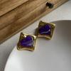 Легкие роскошные квадратные серьги-гвоздики Love Design Metal Earrings Women