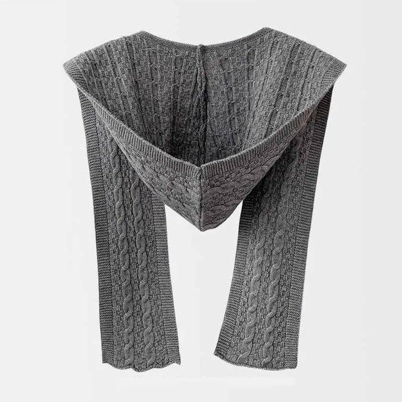 Knitted Hooded Shawl Sweet Fashion Scarf Outdoor Warm Comfortable Solid Color Shoulder Lapping Knit Accessories Autumn Winter