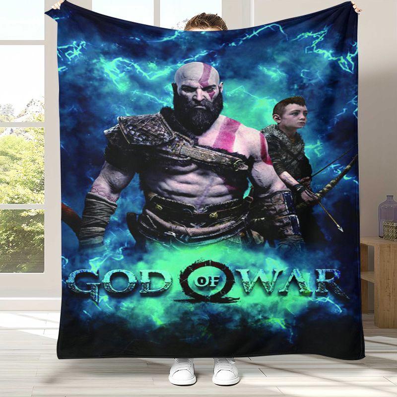 Классические игры God of War Плед из фланели с Кратосом, Ультрамягкий плюшевый плед для дома, спальни, кровати, дивана, офиса, кемпинга, пикника