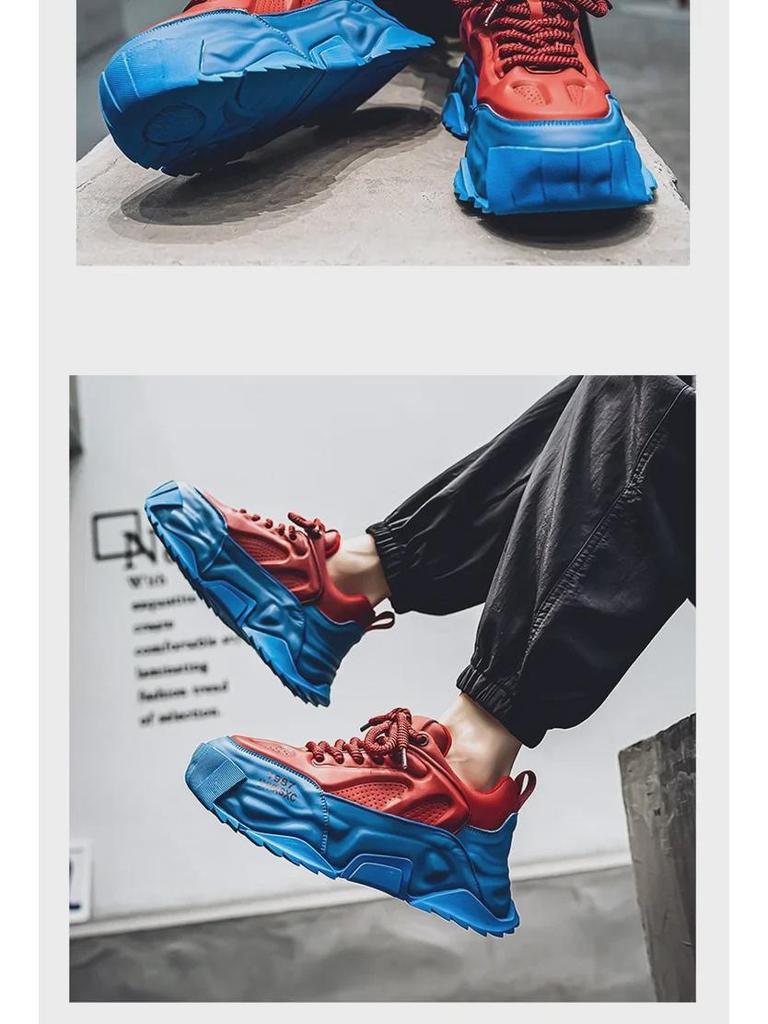 Men's Thick Sole Running Shoes - Breathable, Height-Boosting, Large Size for Autumn/Winter