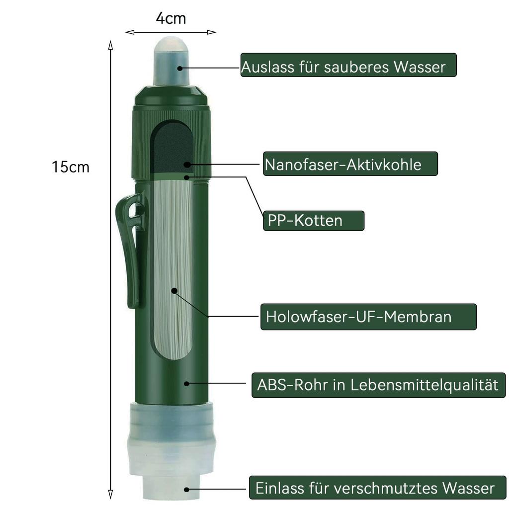 Outdoor Portable Water Filter 4000L for Camping Survival Drinking Water Filter Removes and Harmful Substances Personal Water Treatment Activated