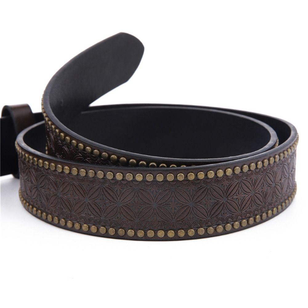 Retro Western Cowboy Men's PU Leather Belt Luxury Design Trendy Brand Ox Head Waistband Jeans Pants Belt
