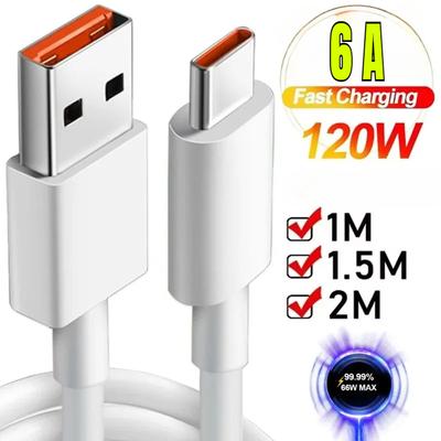 6A Usb Type C кабель зарядное устройство Turbo 120w Tipo быстрая зарядка Cabo для Xiaomi Mi 13 12 11 10 Pro Poco F4 Redmi Note 12 K50