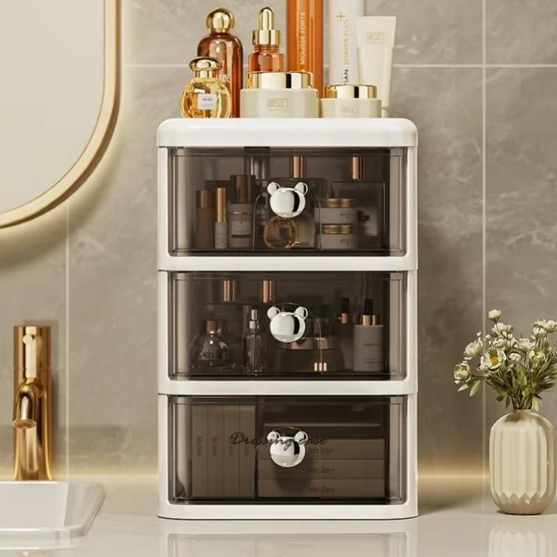 Мультяшный многослойный настольный органайзер Настольный ящик для хранения с пыленепроницаемым выдвижным ящиком для канцелярских товаров, косметики для офисного стола